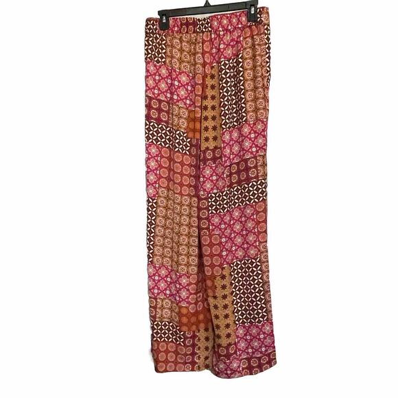 Drew Pants Wide‎ Leg Sz M Patchwork Tapestry Floral Hipster Boho Hippie Pullon - Picture 2 of 9